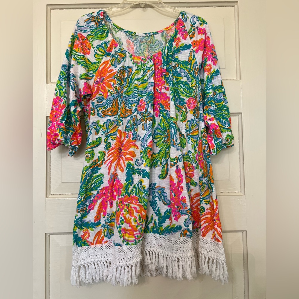 Lily Pulitzer Short Swim Cover-Up/Dress Tropical Print Size XL